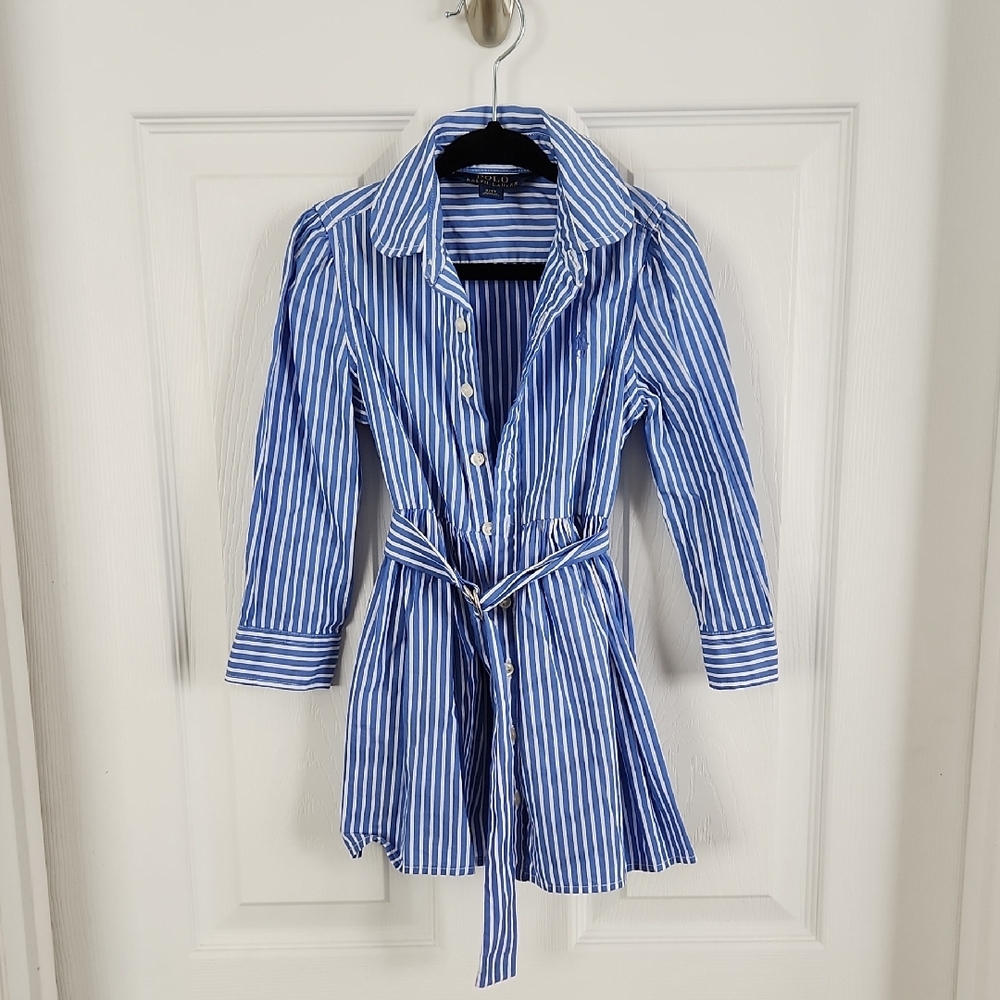 Ralph Lauren Kids Blue and White Striped Dress